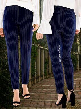 Chico's Pinstripe Navy Slimming Ankle Pants